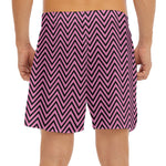 Pink And Black Zigzag Pattern Print Men's Split Running Shorts