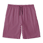 Pink And Black Zigzag Pattern Print Men's Swim Trunks