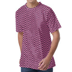 Pink And Black Zigzag Pattern Print Men's Velvet T-Shirt