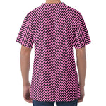 Pink And Black Zigzag Pattern Print Men's Velvet T-Shirt