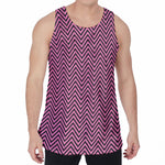 Pink And Black Zigzag Pattern Print Men's Velvet Tank Top
