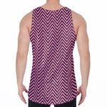 Pink And Black Zigzag Pattern Print Men's Velvet Tank Top