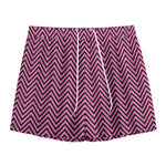 Pink And Black Zigzag Pattern Print Mesh Shorts