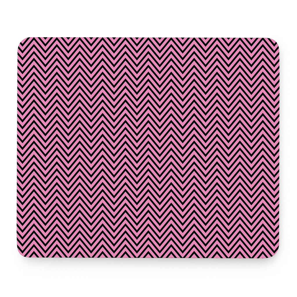 Pink And Black Zigzag Pattern Print Mouse Pad