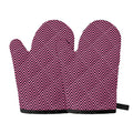 Pink And Black Zigzag Pattern Print Oven Mitts
