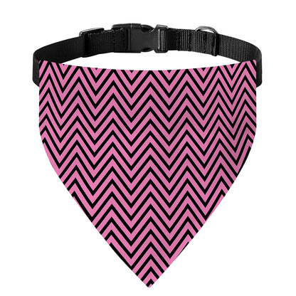 Pink And Black Zigzag Pattern Print Over The Collar Dog Bandana