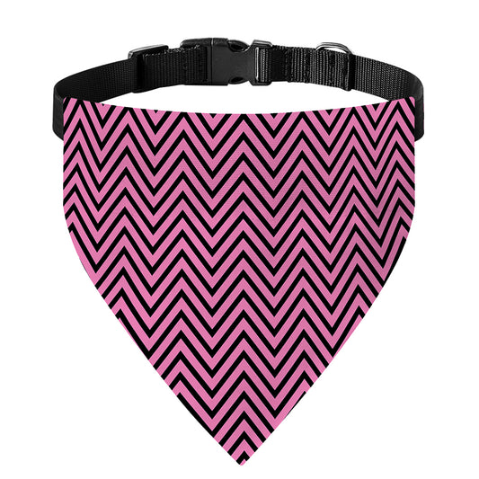 Pink And Black Zigzag Pattern Print Over The Collar Dog Bandana