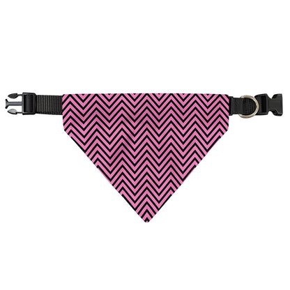 Pink And Black Zigzag Pattern Print Over The Collar Dog Bandana