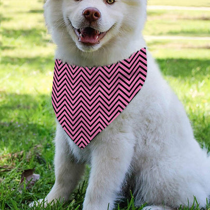 Pink And Black Zigzag Pattern Print Over The Collar Dog Bandana