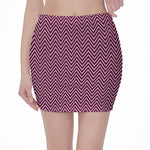 Pink And Black Zigzag Pattern Print Pencil Mini Skirt