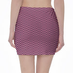 Pink And Black Zigzag Pattern Print Pencil Mini Skirt