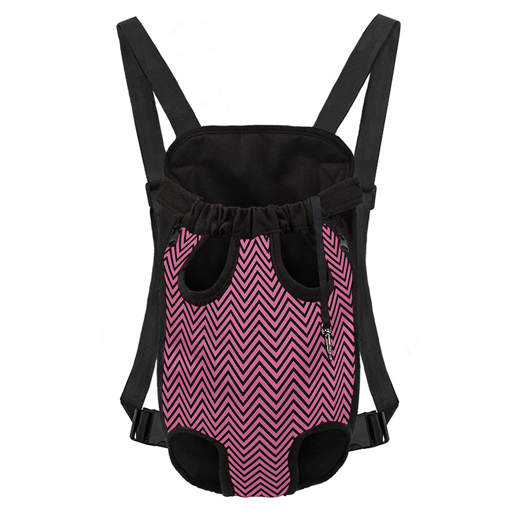 Pink And Black Zigzag Pattern Print Pet Carrier Backpack