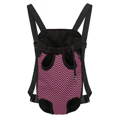 Pink And Black Zigzag Pattern Print Pet Carrier Backpack