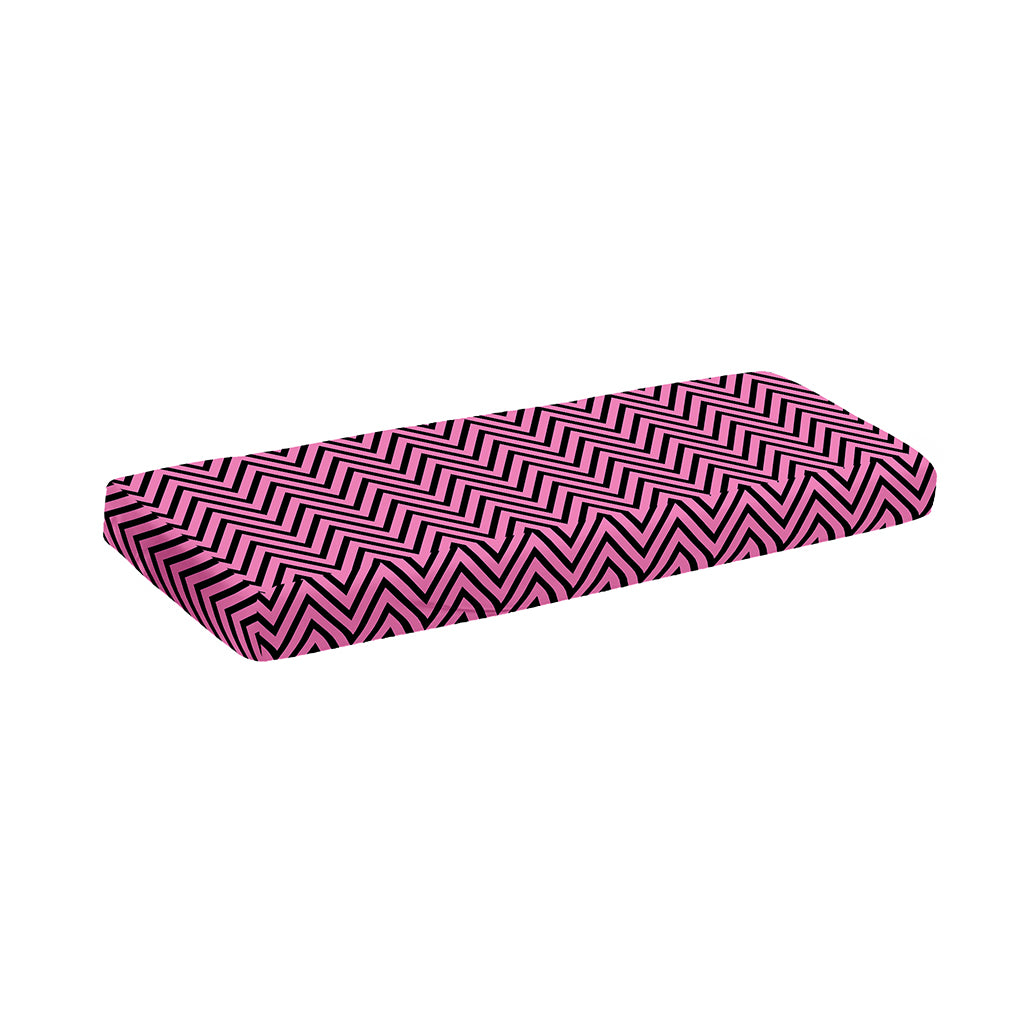 Pink And Black Zigzag Pattern Print Piano Keyboard Cover