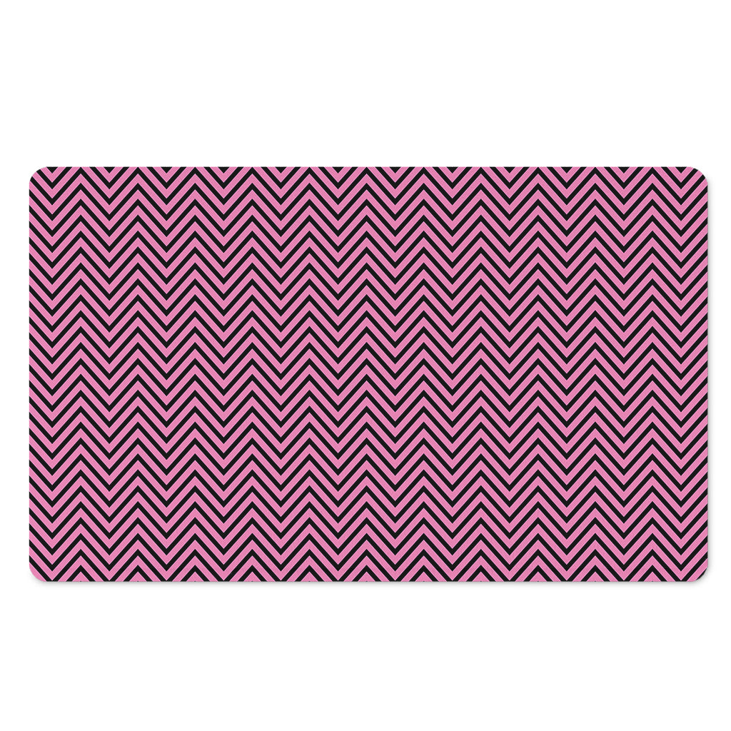 Pink And Black Zigzag Pattern Print Polyester Doormat