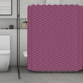 Pink And Black Zigzag Pattern Print Polyester Shower Curtain