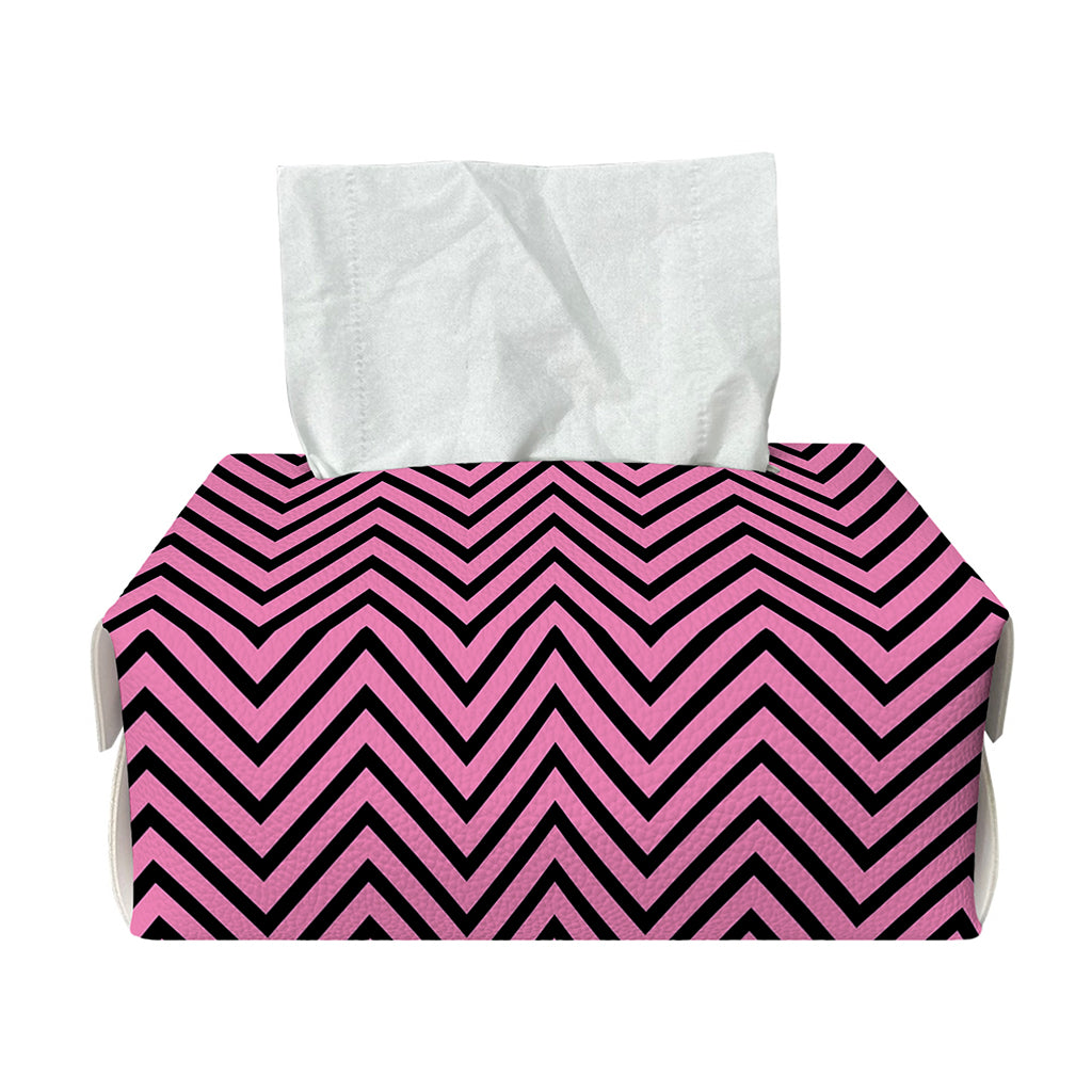 Pink And Black Zigzag Pattern Print Rectangle Tissue Box Cover