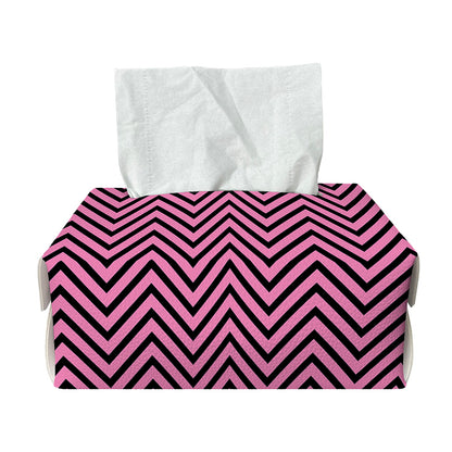 Pink And Black Zigzag Pattern Print Rectangle Tissue Box Cover