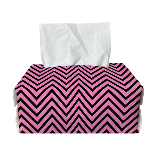 Pink And Black Zigzag Pattern Print Rectangle Tissue Box Cover