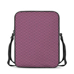 Pink And Black Zigzag Pattern Print Rectangular Crossbody Bag