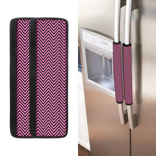 Pink And Black Zigzag Pattern Print Refrigerator Handle Covers