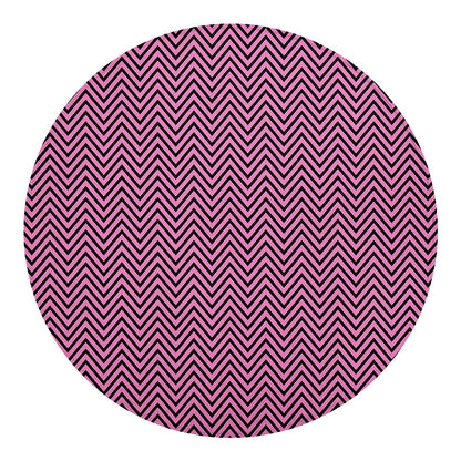 Pink And Black Zigzag Pattern Print Round Blanket