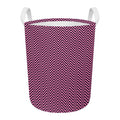 Pink And Black Zigzag Pattern Print Round Laundry Basket