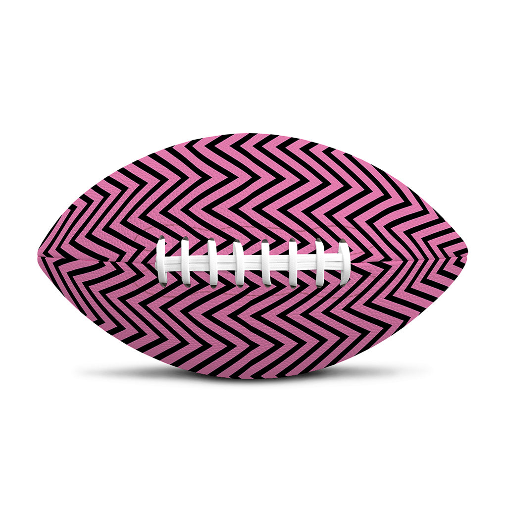 Pink And Black Zigzag Pattern Print Rugby Ball