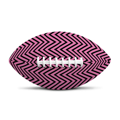 Pink And Black Zigzag Pattern Print Rugby Ball
