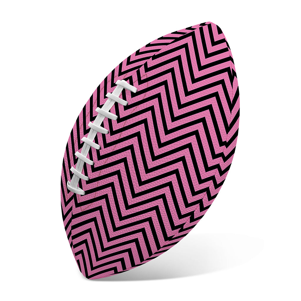 Pink And Black Zigzag Pattern Print Rugby Ball