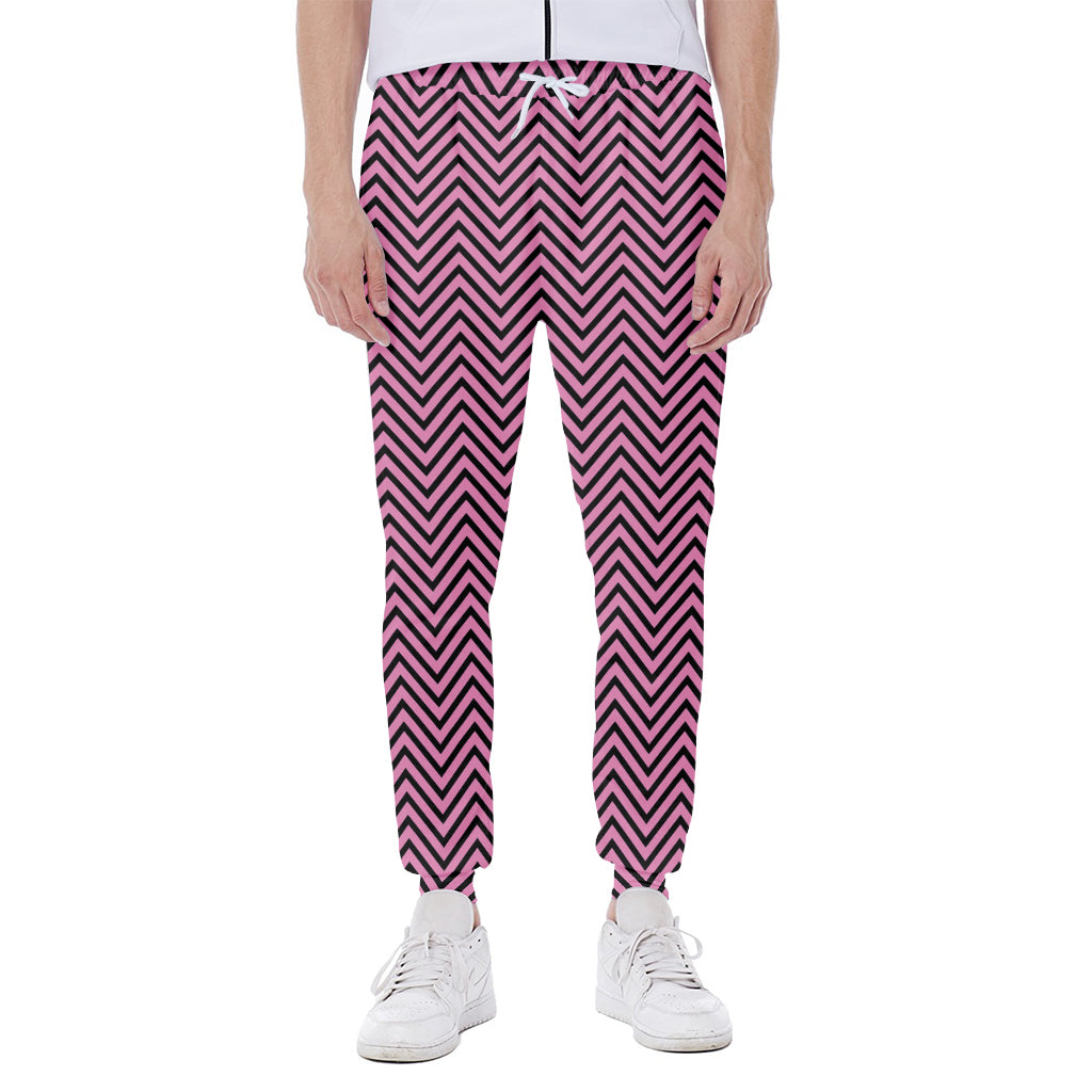 Pink And Black Zigzag Pattern Print Scuba Joggers