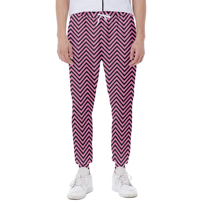 Pink And Black Zigzag Pattern Print Scuba Joggers
