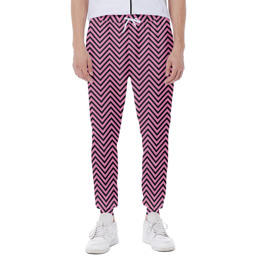 Pink And Black Zigzag Pattern Print Scuba Joggers