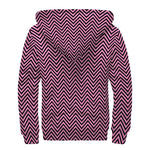 Pink And Black Zigzag Pattern Print Sherpa Lined Zip Up Hoodie
