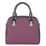 Pink And Black Zigzag Pattern Print Shoulder Handbag