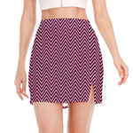 Pink And Black Zigzag Pattern Print Side Slit Mini Skirt