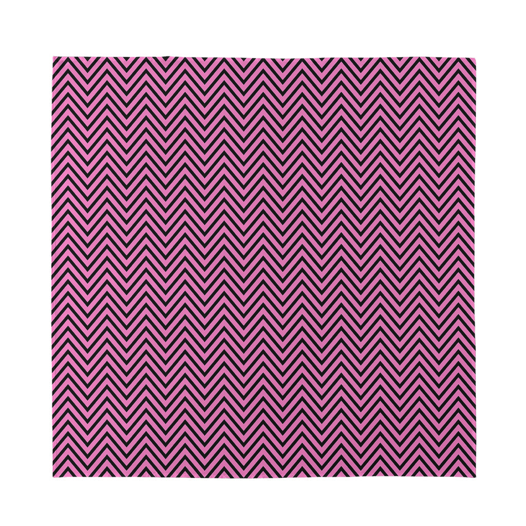 Pink And Black Zigzag Pattern Print Silk Bandana