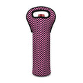 Pink And Black Zigzag Pattern Print Single Neoprene Wine Tote