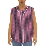 Pink And Black Zigzag Pattern Print Sleeveless Baseball Jersey