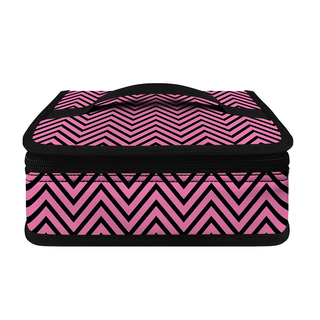 Pink And Black Zigzag Pattern Print Small Lunch Bag