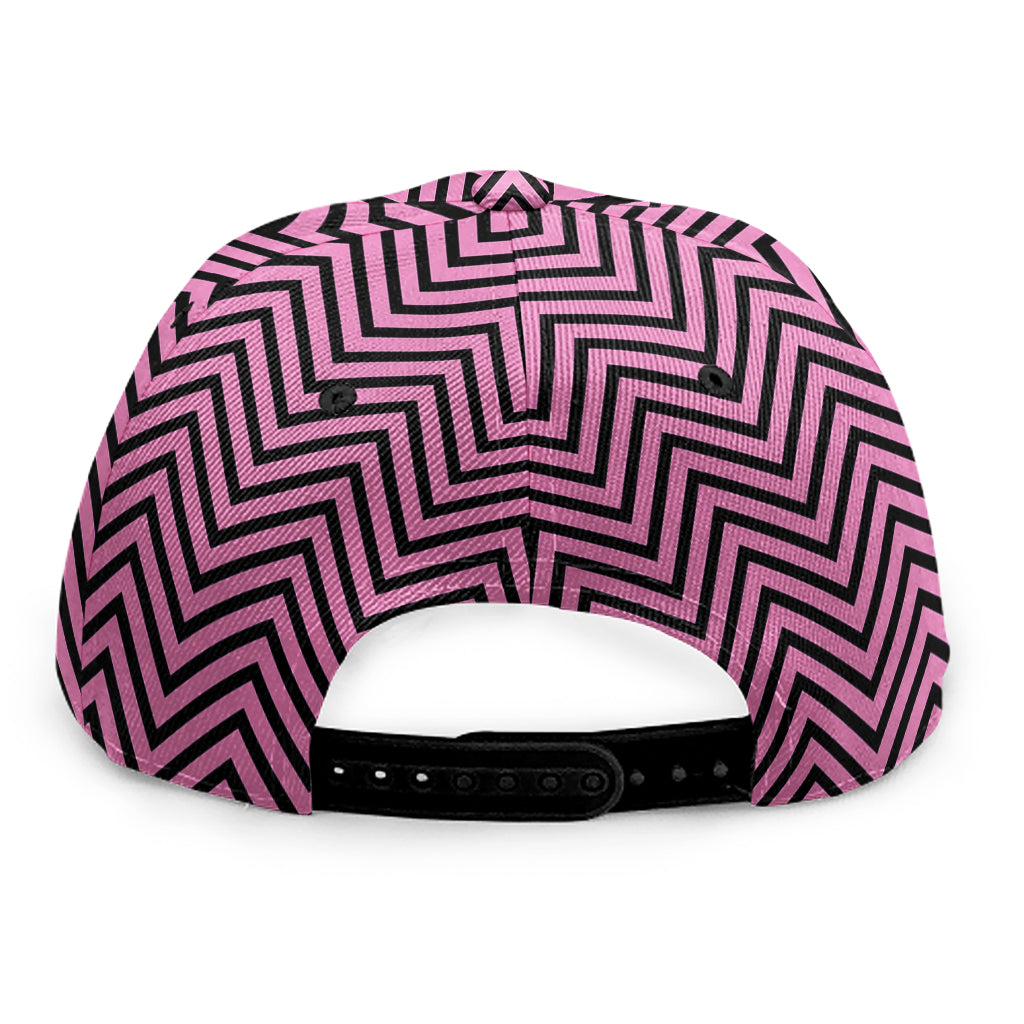 Pink And Black Zigzag Pattern Print Snapback Cap