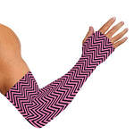 Pink And Black Zigzag Pattern Print Sun Protection Arm Sleeves