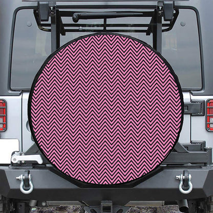 Pink And Black Zigzag Pattern Print Tire Cover