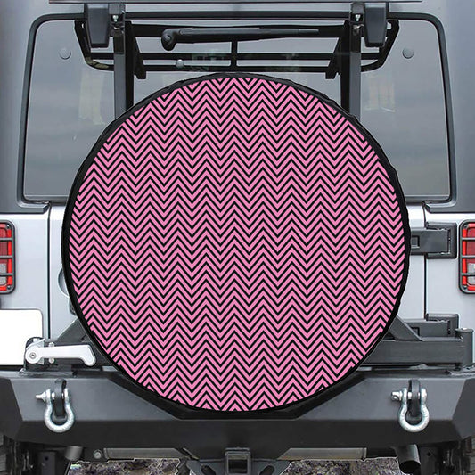 Pink And Black Zigzag Pattern Print Tire Cover