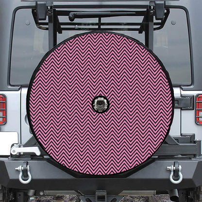 Pink And Black Zigzag Pattern Print Tire Cover With Camera Hole