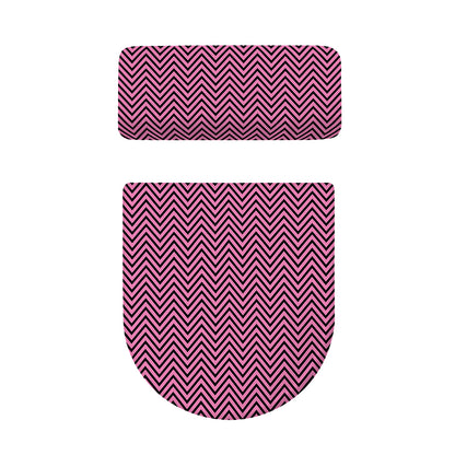 Pink And Black Zigzag Pattern Print Toilet Lid And Tank Cover Set