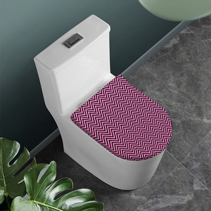 Pink And Black Zigzag Pattern Print Toilet Lid Cover