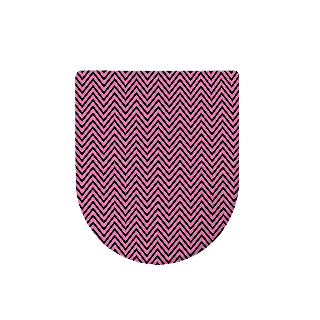 Pink And Black Zigzag Pattern Print Toilet Lid Cover