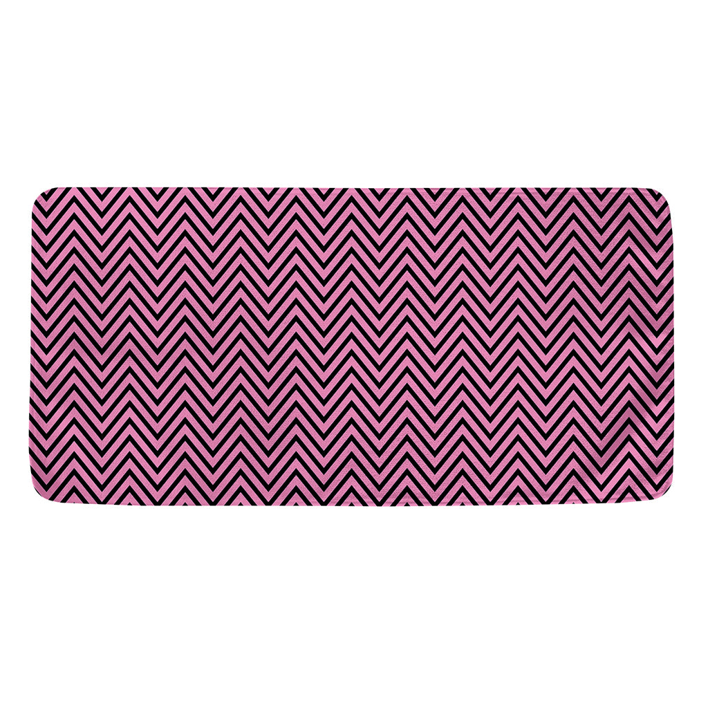 Pink And Black Zigzag Pattern Print Towel