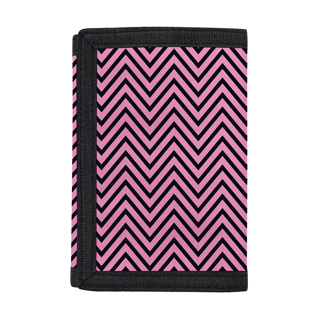 Pink And Black Zigzag Pattern Print Trifold Wallet